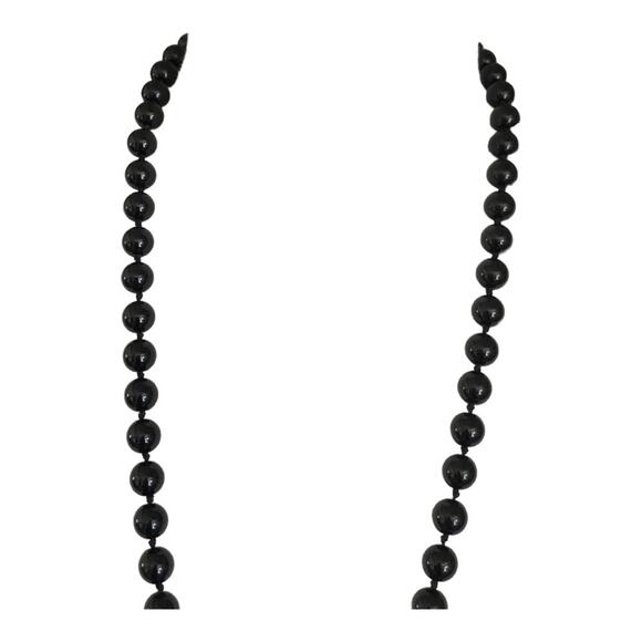 Vintage Amy Taylor Marked Black Beaded Pearly Black Pendant Necklace EUC - Picture 9 of 15